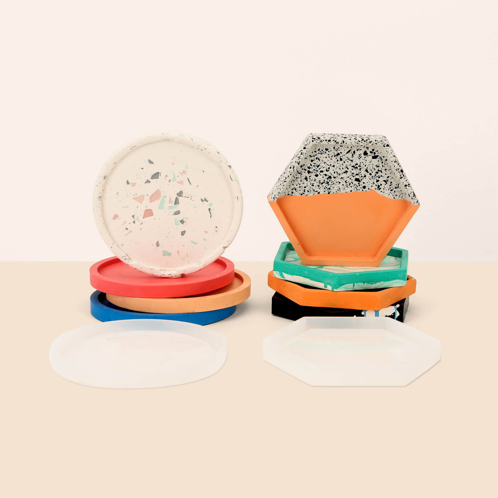 Ensemble de moules hexagonaux et ronds 